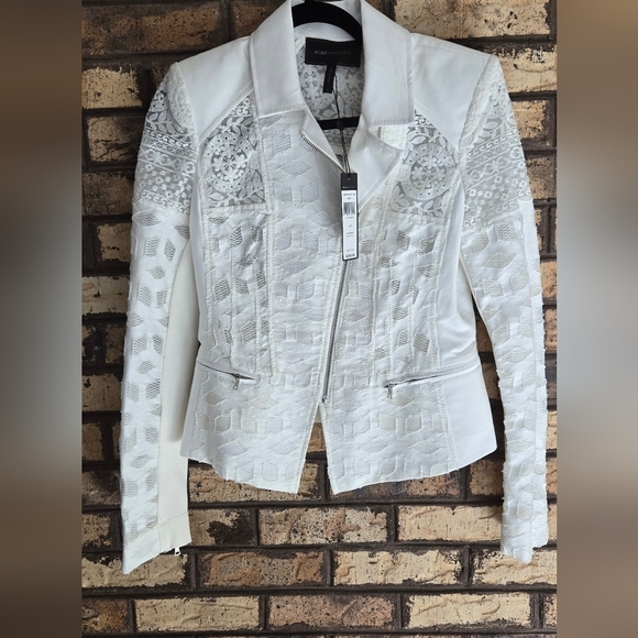 C - NWT BCBGMaxazria white jacquard jacket "boe" - Picture 6 of 9